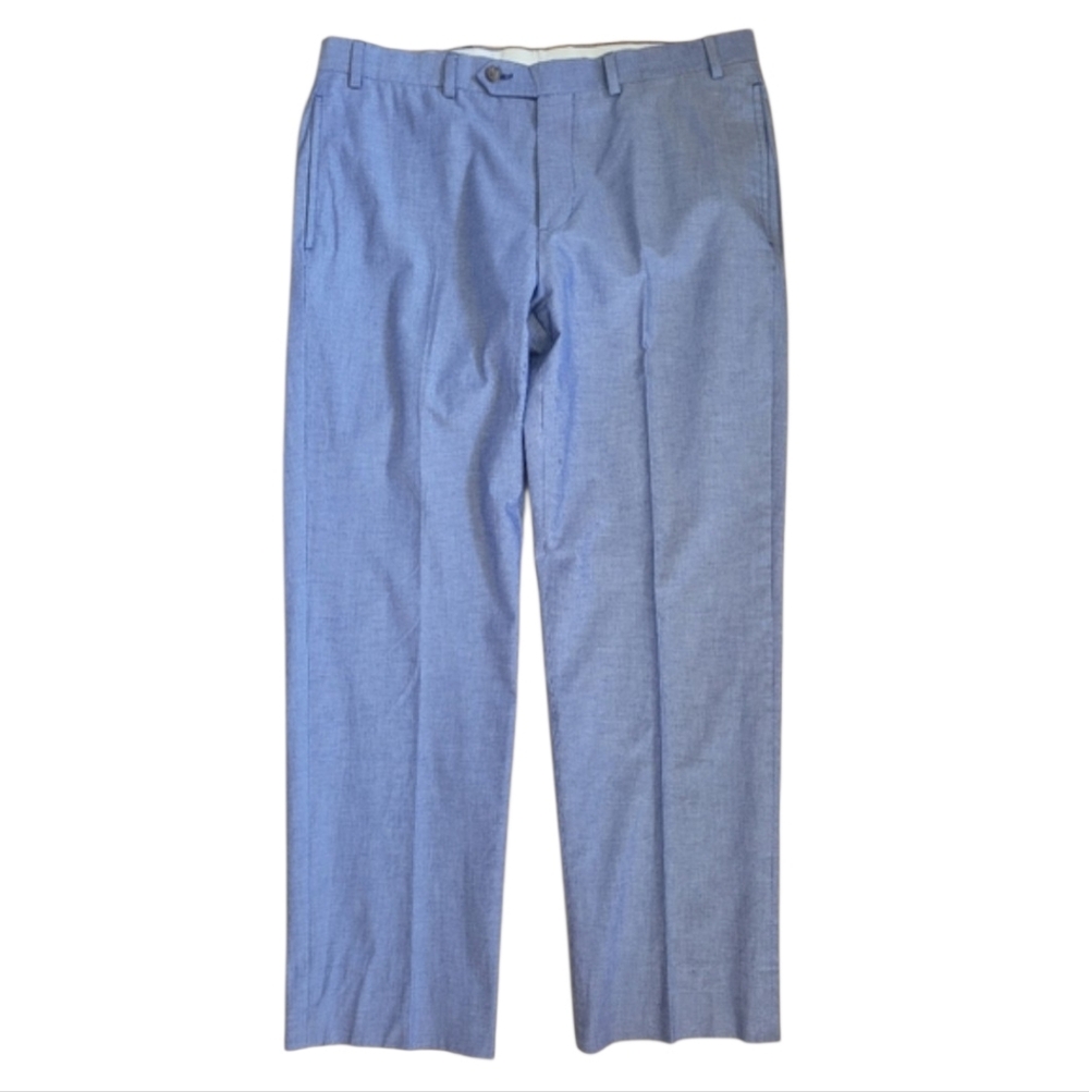 36/30 Brooks Brothers Fitzgerald 100% Cotton Oxford Cloth Blue Trousers
